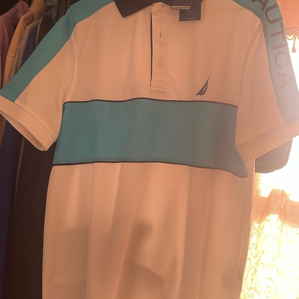 Nautica Peach and Mint Polo Shirt Classic Style